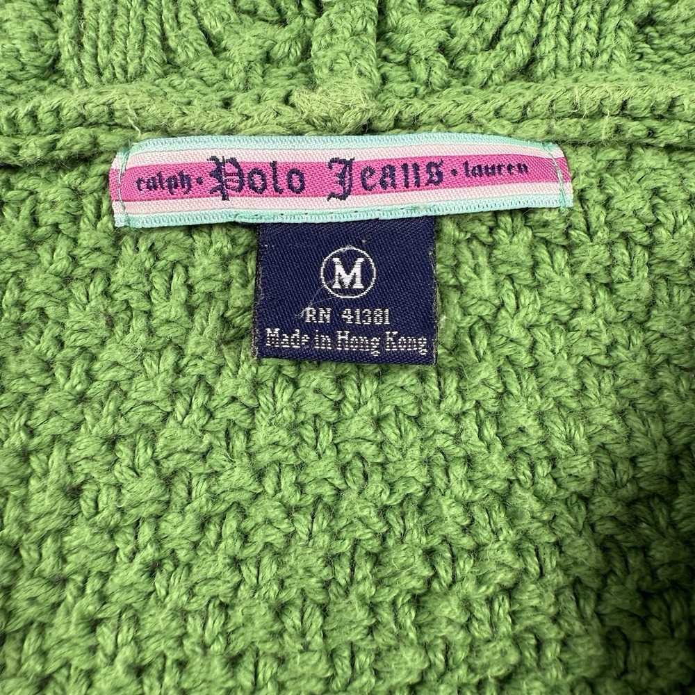 Polo by Ralph Lauren Vibrant Green Cable Knit V-Neck Sweater - Picture 3 of 6